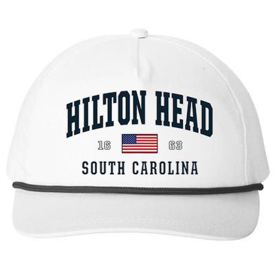 Hilton Head Sc South Carolina Usa Flag Patriotic Snapback Five-Panel Rope Hat