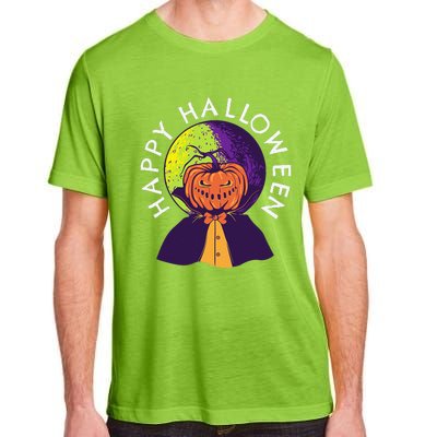 Happy Halloween Spooky Pumpkin Head In Full Moon Adult ChromaSoft Performance T-Shirt