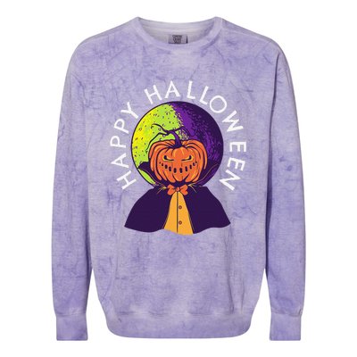 Happy Halloween Spooky Pumpkin Head In Full Moon Colorblast Crewneck Sweatshirt