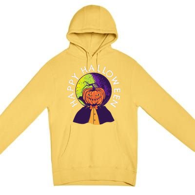 Happy Halloween Spooky Pumpkin Head In Full Moon Premium Pullover Hoodie