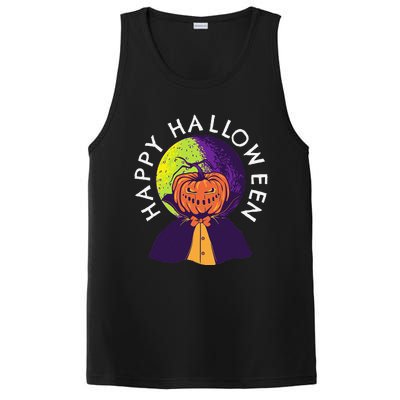 Happy Halloween Spooky Pumpkin Head In Full Moon PosiCharge Competitor Tank