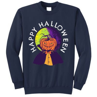 Happy Halloween Spooky Pumpkin Head In Full Moon Sweatshirt