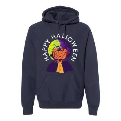 Happy Halloween Spooky Pumpkin Head In Full Moon Premium Hoodie