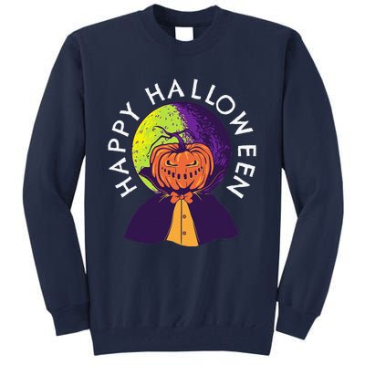 Happy Halloween Spooky Pumpkin Head In Full Moon Tall Sweatshirt