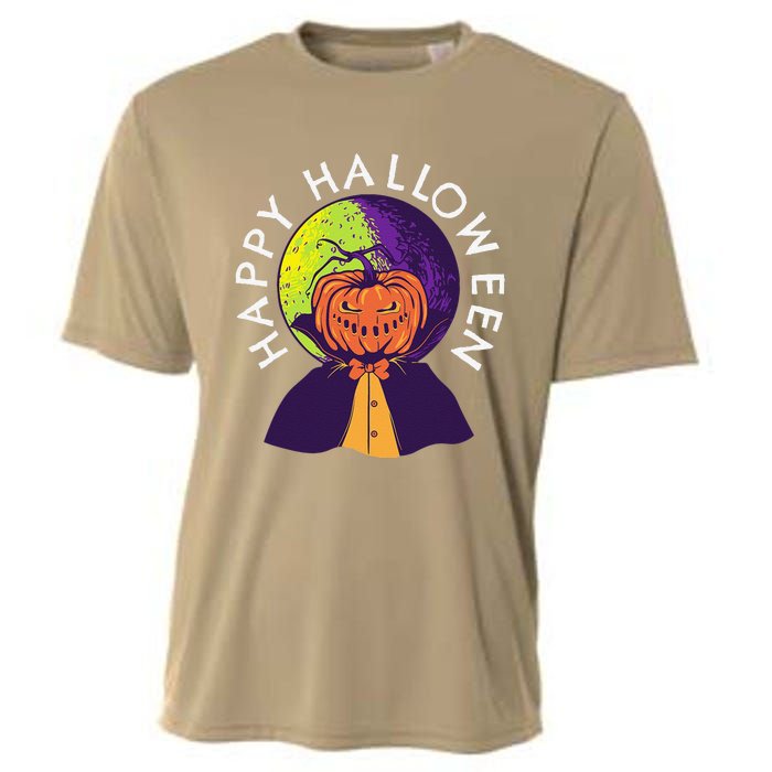 Happy Halloween Spooky Pumpkin Head In Full Moon Cooling Performance Crew T-Shirt