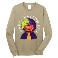 Happy Halloween Spooky Pumpkin Head In Full Moon Long Sleeve Shirt