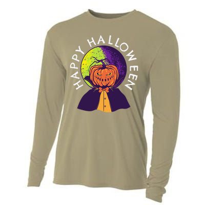 Happy Halloween Spooky Pumpkin Head In Full Moon Cooling Performance Long Sleeve Crew