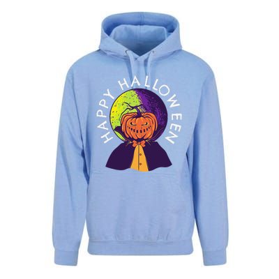 Happy Halloween Spooky Pumpkin Head In Full Moon Unisex Surf Hoodie