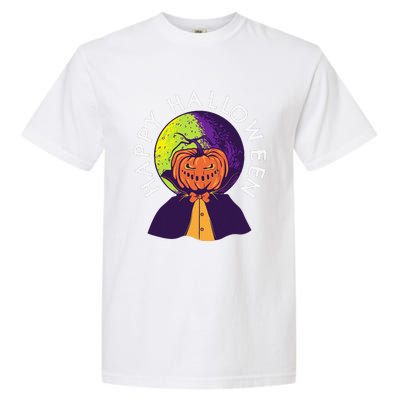 Happy Halloween Spooky Pumpkin Head In Full Moon Garment-Dyed Heavyweight T-Shirt