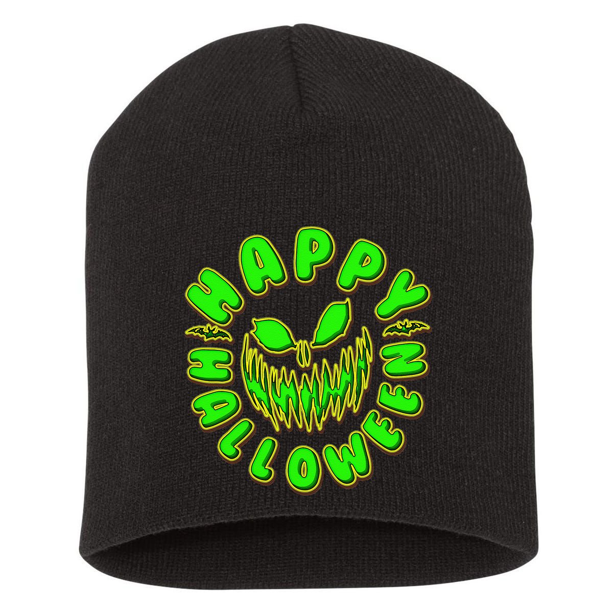 Happy Halloween Spooky Pumpkin Trick Or Treat Short Acrylic Beanie