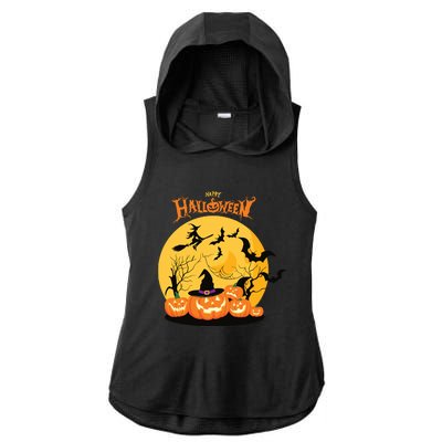 Happy Halloween Spooky Season Ladies PosiCharge Tri-Blend Wicking Draft Hoodie Tank