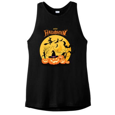 Happy Halloween Spooky Season Ladies PosiCharge Tri-Blend Wicking Tank