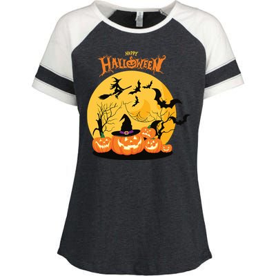 Happy Halloween Spooky Season Enza Ladies Jersey Colorblock Tee