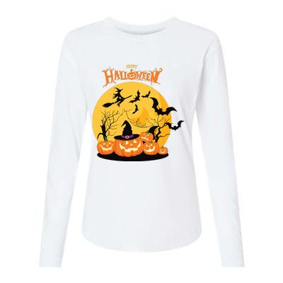 Happy Halloween Spooky Season Womens Cotton Relaxed Long Sleeve T-Shirt