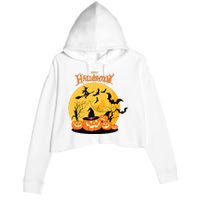 Happy Halloween Spooky Season Crop Fleece Hoodie