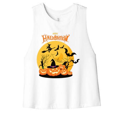 Happy Halloween Spooky Season Women's Racerback Cropped Tank