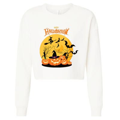 Happy Halloween Spooky Season Cropped Pullover Crew