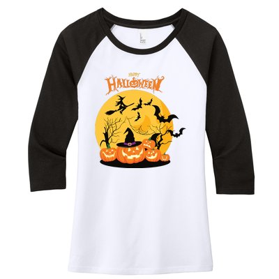 Happy Halloween Spooky Season Women's Tri-Blend 3/4-Sleeve Raglan Shirt