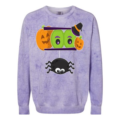 Happy Halloween Spooky Pumpkins Eyes Orange Pumpkin Spider Colorblast Crewneck Sweatshirt