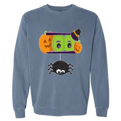 Happy Halloween Spooky Pumpkins Eyes Orange Pumpkin Spider Garment-Dyed Sweatshirt