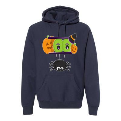 Happy Halloween Spooky Pumpkins Eyes Orange Pumpkin Spider Premium Hoodie