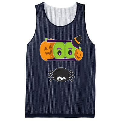 Happy Halloween Spooky Pumpkins Eyes Orange Pumpkin Spider Mesh Reversible Basketball Jersey Tank