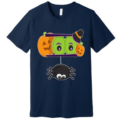 Happy Halloween Spooky Pumpkins Eyes Orange Pumpkin Spider Premium T-Shirt