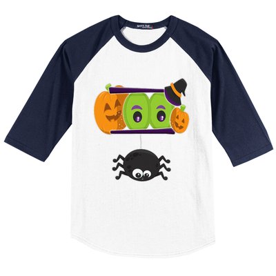 Happy Halloween Spooky Pumpkins Eyes Orange Pumpkin Spider Baseball Sleeve Shirt