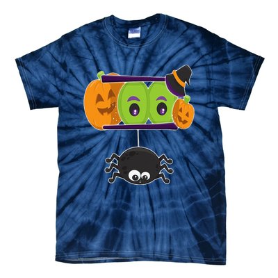 Happy Halloween Spooky Pumpkins Eyes Orange Pumpkin Spider Tie-Dye T-Shirt