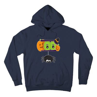 Happy Halloween Spooky Pumpkins Eyes Orange Pumpkin Spider Tall Hoodie