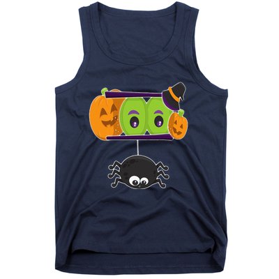 Happy Halloween Spooky Pumpkins Eyes Orange Pumpkin Spider Tank Top