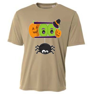 Happy Halloween Spooky Pumpkins Eyes Orange Pumpkin Spider Cooling Performance Crew T-Shirt