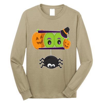 Happy Halloween Spooky Pumpkins Eyes Orange Pumpkin Spider Long Sleeve Shirt