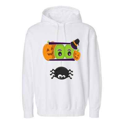 Happy Halloween Spooky Pumpkins Eyes Orange Pumpkin Spider Garment-Dyed Fleece Hoodie