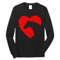 Horse Heart Silhouette For Cowgirl Equestrian Graphic Print Long Sleeve Shirt