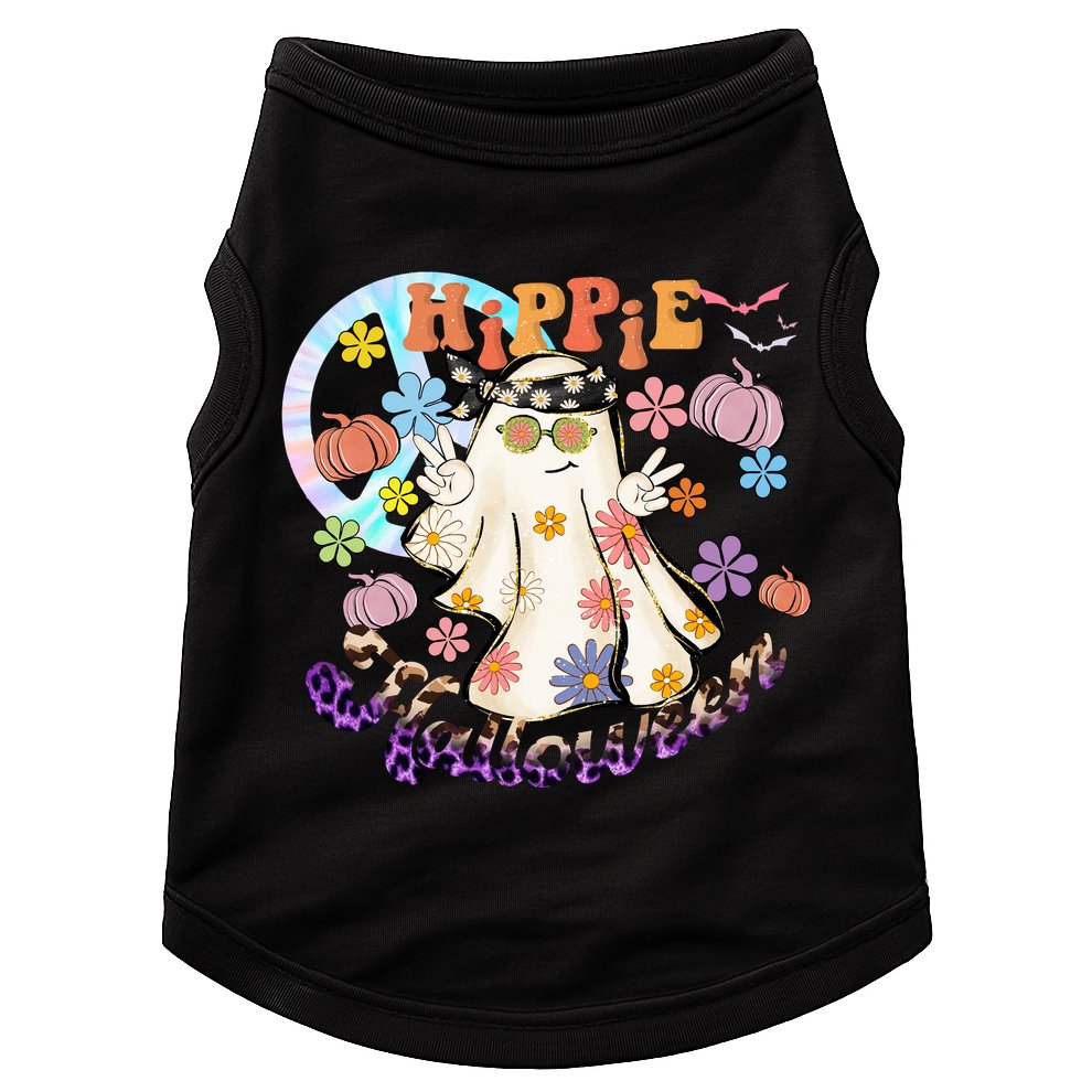 Hippie Halloween Spooky Floral Graphic Best Funny Halloween Shirts Doggie Tank
