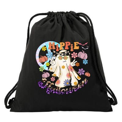 Hippie Halloween Spooky Floral Graphic Best Funny Halloween Shirts Drawstring Bag