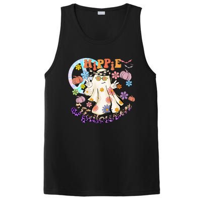 Hippie Halloween Spooky Floral Graphic Best Funny Halloween Shirts PosiCharge Competitor Tank