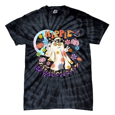 Hippie Halloween Spooky Floral Graphic Best Funny Halloween Shirts Tie-Dye T-Shirt