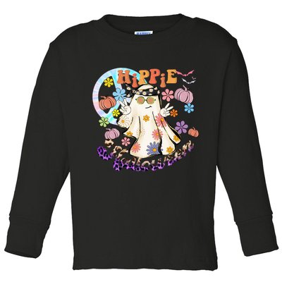 Hippie Halloween Spooky Floral Graphic Best Funny Halloween Shirts Toddler Long Sleeve Shirt