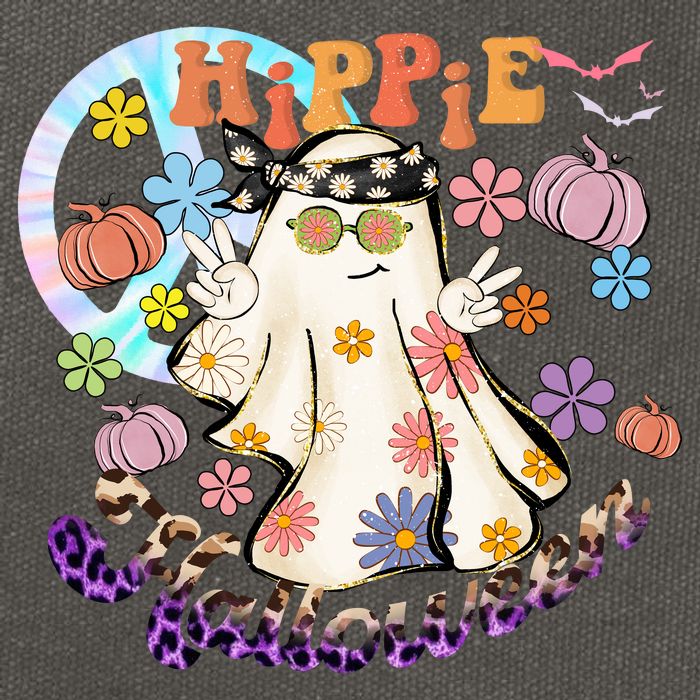 Hippie Halloween Spooky Floral Graphic Best Funny Halloween Shirts Cotton Canvas Backpack