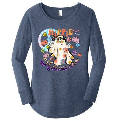 Hippie Halloween Spooky Floral Graphic Best Funny Halloween Shirts Women's Perfect Tri Tunic Long Sleeve Shirt