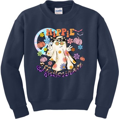 Hippie Halloween Spooky Floral Graphic Best Funny Halloween Shirts Kids Sweatshirt