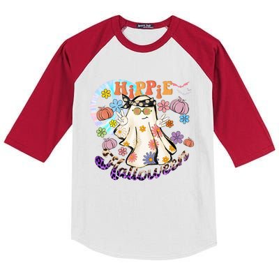 Hippie Halloween Spooky Floral Graphic Best Funny Halloween Shirts Kids Colorblock Raglan Jersey