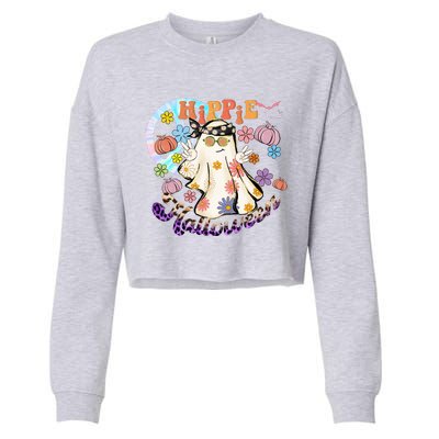 Hippie Halloween Spooky Floral Graphic Best Funny Halloween Shirts Cropped Pullover Crew