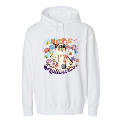 Hippie Halloween Spooky Floral Graphic Best Funny Halloween Shirts Garment-Dyed Fleece Hoodie