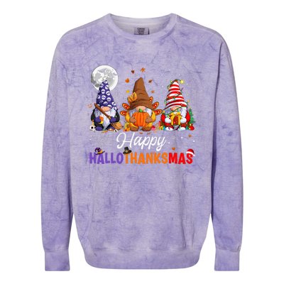 Happy Hallothanksmas Sloth Xmas Thanksgiving Halloween  Colorblast Crewneck Sweatshirt