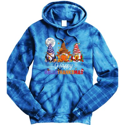 Happy Hallothanksmas Sloth Xmas Thanksgiving Halloween  Tie Dye Hoodie