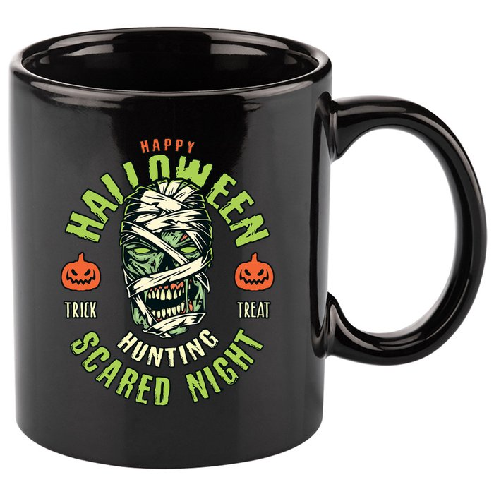 Happy Halloween Scared Night Mummy 11oz C Handle Ceramic Mug