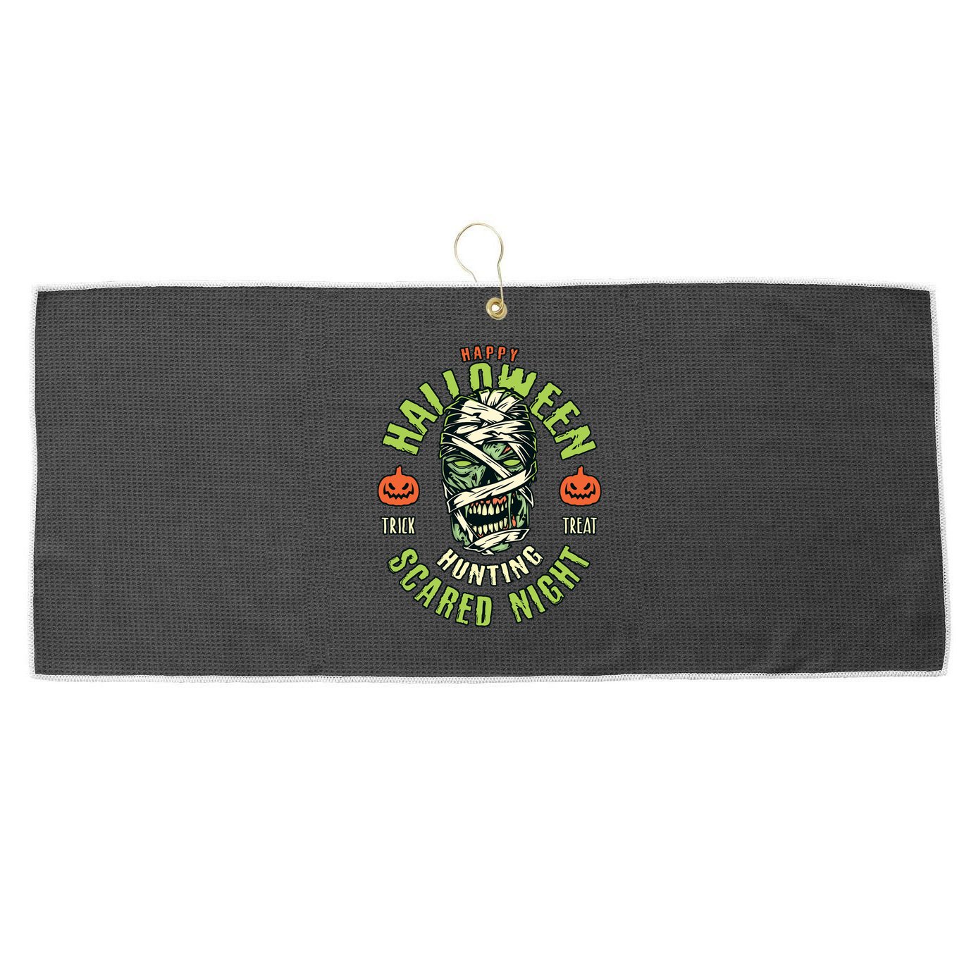 Happy Halloween Scared Night Mummy Large Microfiber Waffle Golf Towel